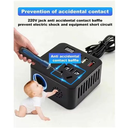 Car Power Inverter 100W - 12V to 220V AC Converter with PD USB-C, USB 3.0, Digital Display, Universal Socket