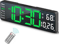 LED Digital Wall Clock Desk Alarm Clock for Bedroom, Large Wall Clock with Remote Control, Automatic Brightness Dimmer LED Clock with Date Temperature Wee