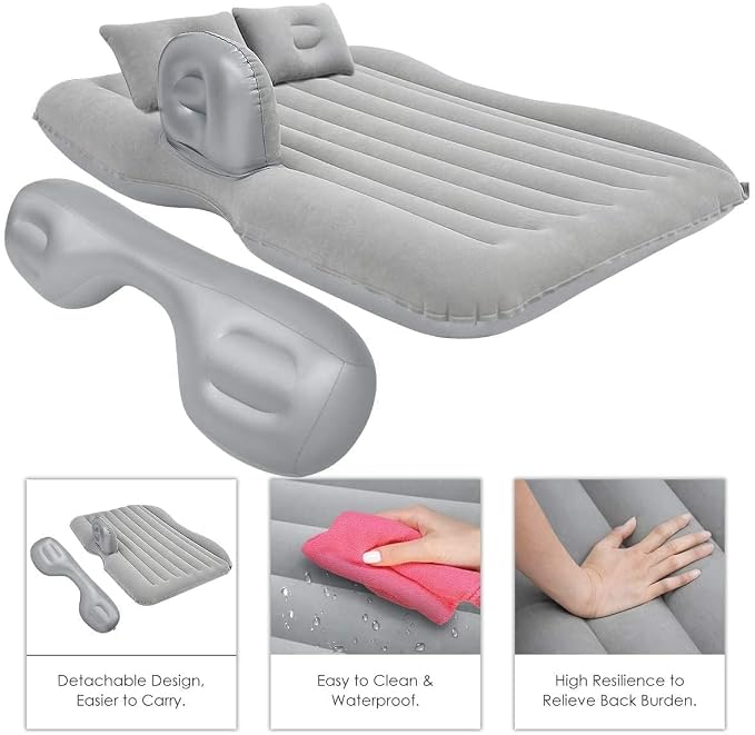 Inflatable Car Air mattress with pillows and free pump
