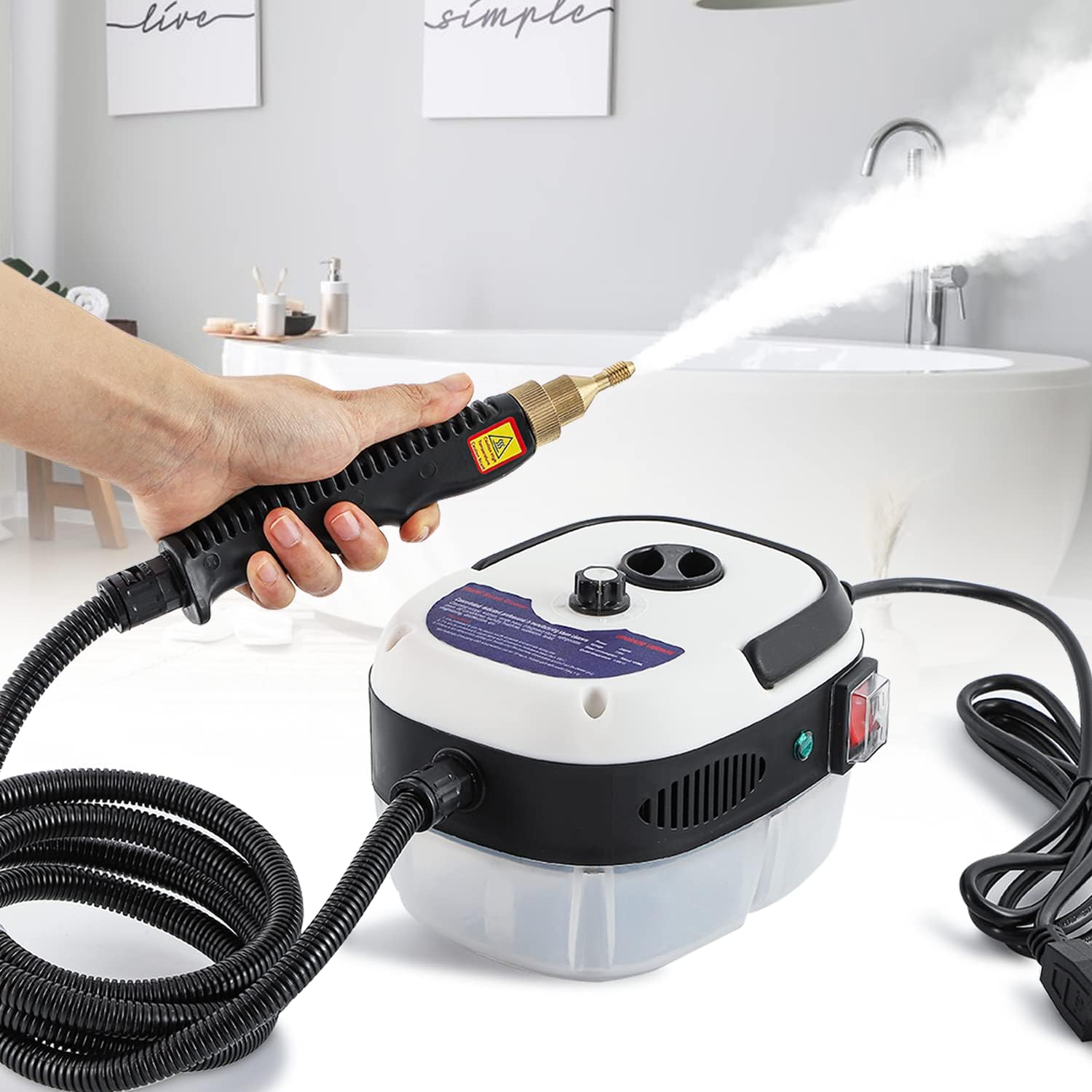 Steam Cleaner Handheld, High Pressure Steam Cleaning Machine with 3 Brush Heads & 901ml Water Tank, Portable Multi-Purpose Steam Cleaner for Kitchen, Car, Bathroom, Furniture