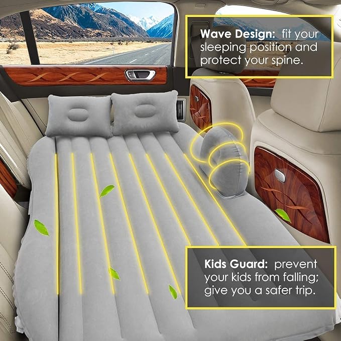 Inflatable Car Air mattress with pillows and free pump